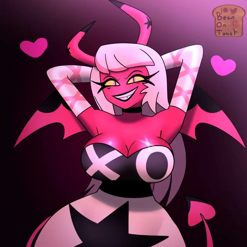 Image big_breasts,breasts,female,demon,demon_girl,red_skin,helluva_boss,succubus,verosika_mayday_(helluva_boss),beanontoast