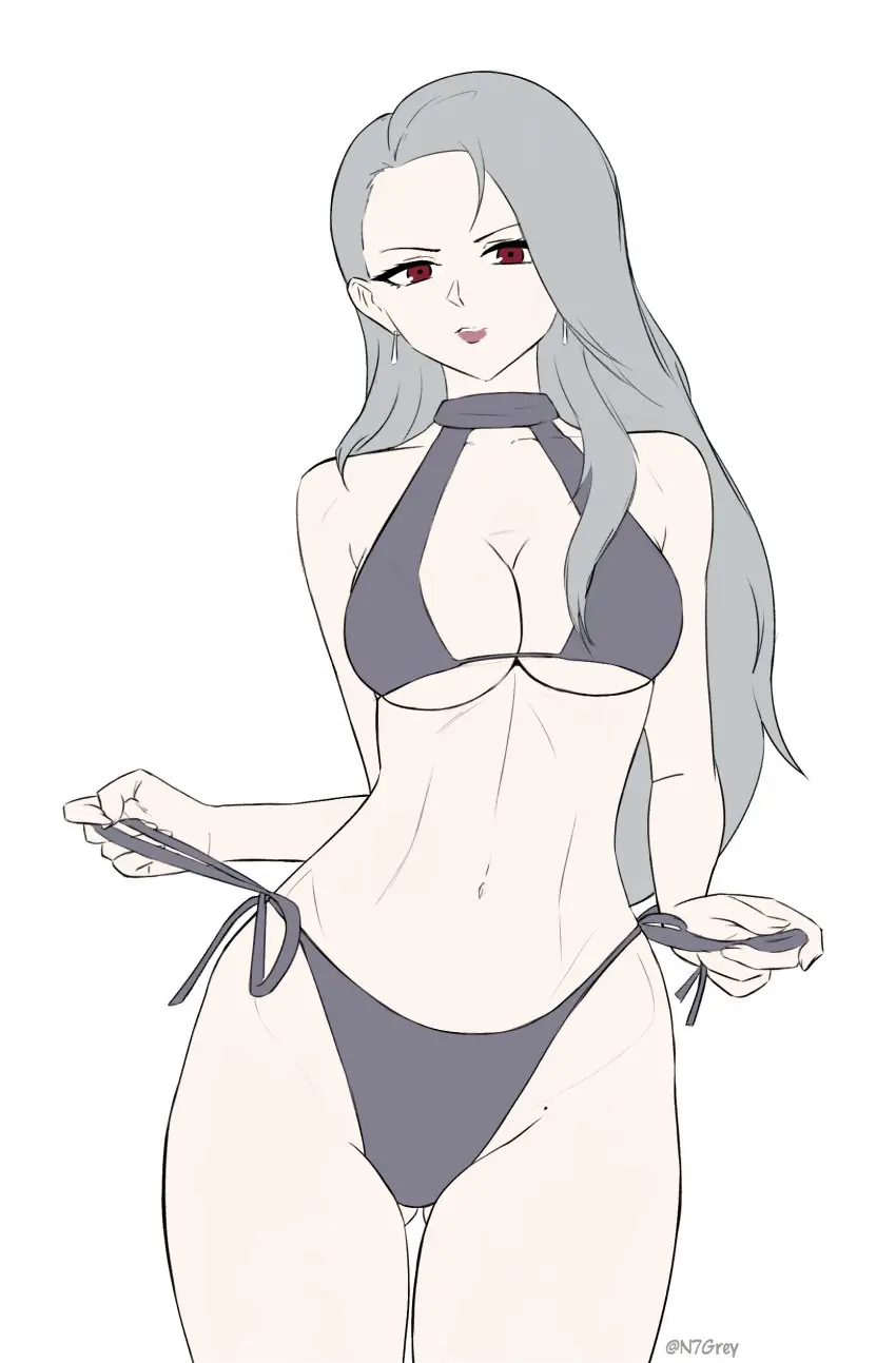 Image breasts,female,female_only,looking_at_viewer,red_eyes,solo,atlus,persona,persona_5,sae_niijima,n7grey