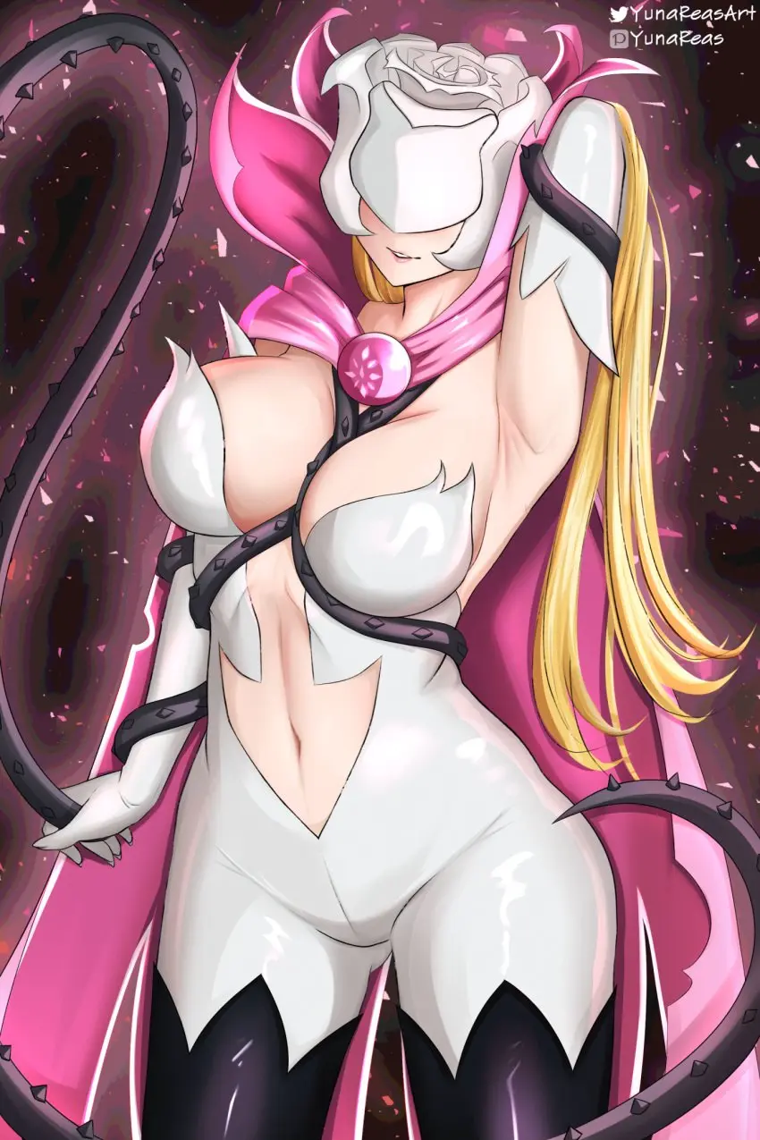 Image 1girls,2023,big_breasts,breasts,clothed,female,long_hair,solo,navel,cleavage,tagme,blonde_hair,revealing_clothes,digimon,covered_eyes,vines,yunareas,digimon_data_squad,digimon_savers,rosemon,rosemon_burst_mode