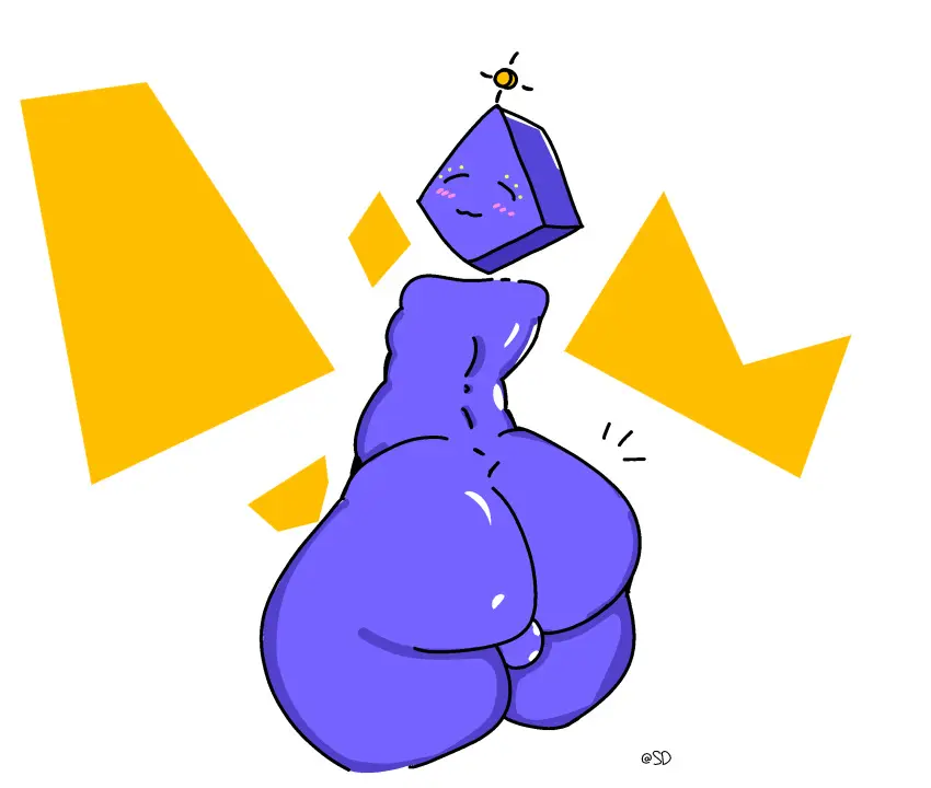 Image big_ass,bottom_heavy,thick_thighs,wide_hips,smiling,anthro,blue_body,looking_back_at_viewer,backsack,shiny_ass,armless,floating_head,spaciousdawg