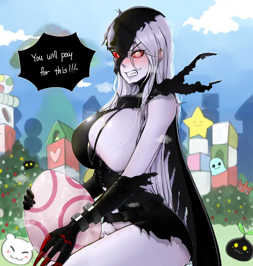 Image big_breasts,breasts,female,red_eyes,white_hair,tagme,crying,2022,digimon,wardrobe_malfunction,egg,ladydevimon,digiegg,eocnd
