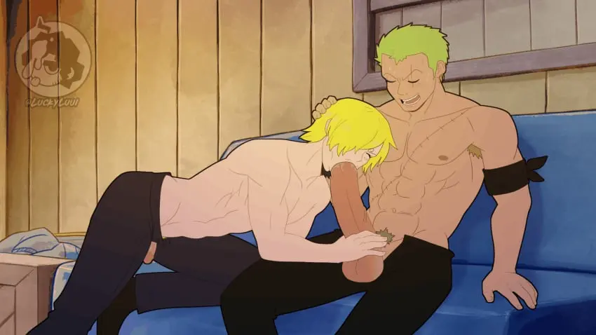 Image clothing,nipples,male,oral,penis,big_penis,sex,erection,one_piece,muscular,muscular_male,male/male,male_only,yaoi,2d,blonde_hair,gay,gay_sex,pubic_hair,blowjob,bara,male_nipples,green_hair,male_pubic_hair,oral_sex,animated,precum,scar,2d_animation,gay_blowjob,armpit_hair,vinsmoke_sanji,roronoa_zoro,luckylui
