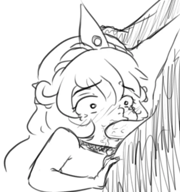Image 1girls,female,1boy,male,oral,fellatio,smite,greek_mythology,blowjob,black_and_white,oral_sex,tearing_up,line_art,head_grab,no_color,hi-rez_studios,scylla_(smite),ashur