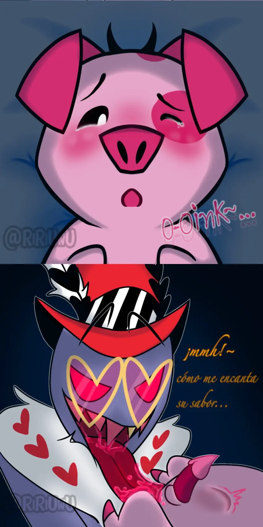 Image hazbin_hotel,zoophilia,valentino_(hazbin_hotel),tongue_in_anus,fat_nuggets_(hazbin_hotel)
