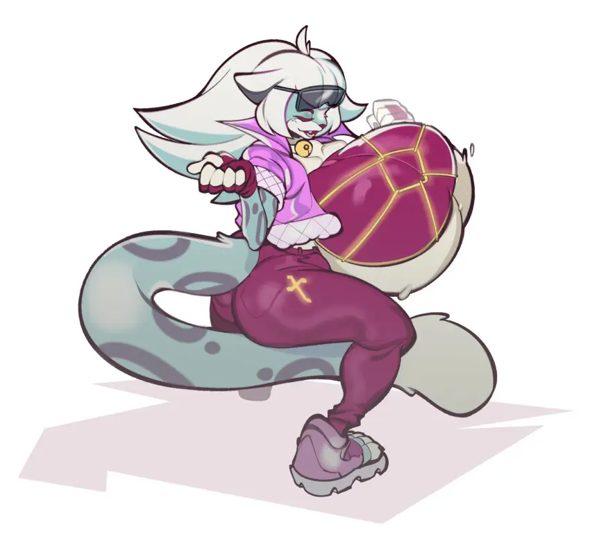 Image 1girls,breasts,female,gloves,big_butt,solo_female,huge_breasts,anthro,busty,2022,feline,long_tail,sneakers,busty_female,dancing,clouded_leopard,mangneto,mint_(kilzuded)