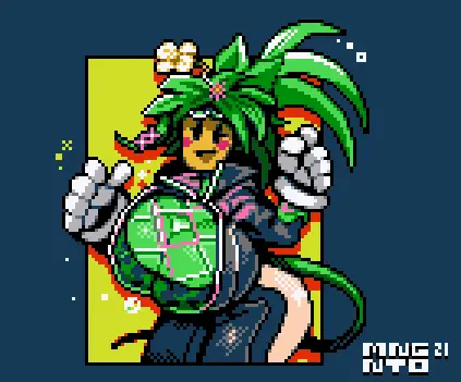 Image 1girls,breasts,female,tail,2021,thighs,huge_breasts,busty,fishnet,busty_female,plant_girl,plant_humanoid,blaster_master,kanna_(blaster_master),mangneto,watermelon_bra