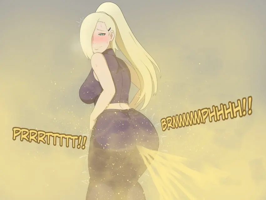 Image 1girls,female,sweat,ass,big_ass,milf,naruto,sweating,boruto:_naruto_next_generations,fart,fart_cloud,fart_fetish,farting,visible_breath,ino_yamanaka