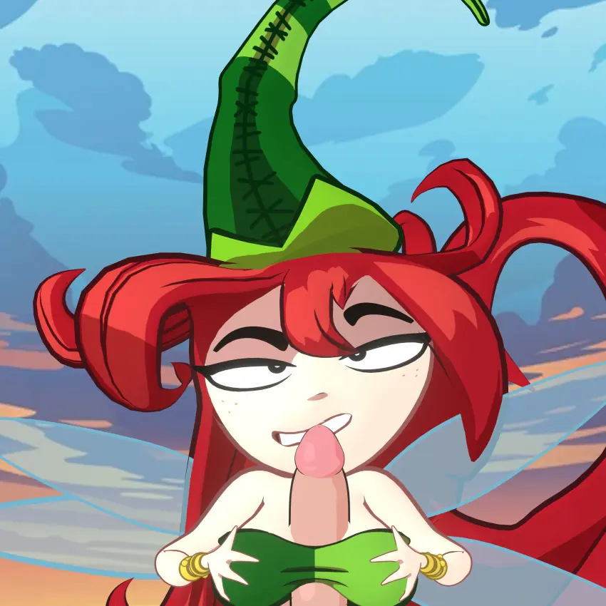 Image 1girls,breasts,female,light-skinned_female,light_skin,1boy,male,penis,red_hair,bra,hat,freckles,paizuri,large_penis,green_clothing,bracelets,highlandr34,rayman_(series),betilla_(rayman),nymph_(rayman)