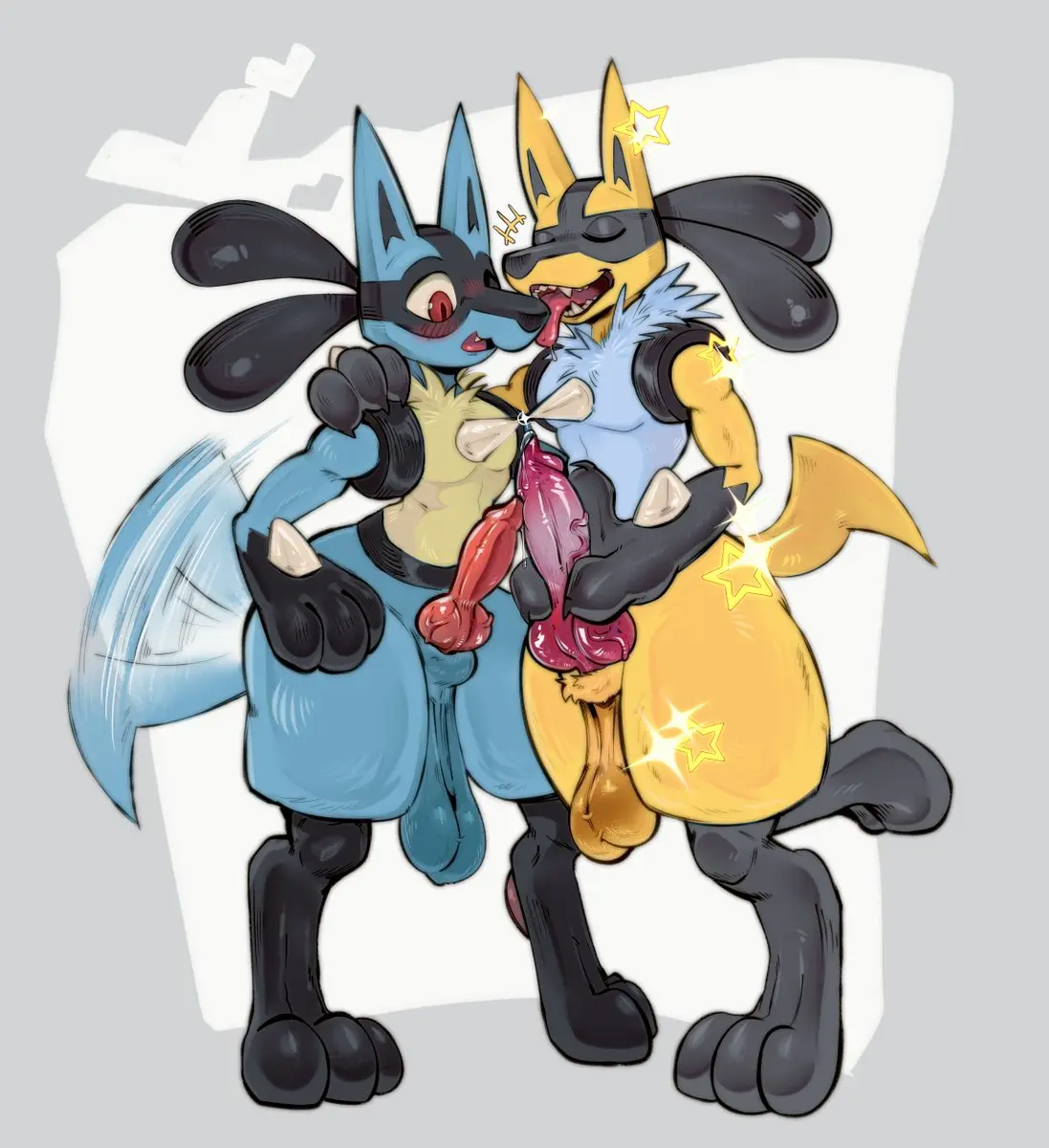 Image blush,hi_res,open_mouth,simple_background,smile,standing,licking,male,nude,penis,pokemon,pokemon_(species),shiny_pokemon,tail,tongue_out,tongue,big_penis,sex,duo,erection,male/male,open_smile,teeth,balls,anthro,one_eye_closed,closed_eyes,penis_size_difference,nintendo,hand_on_shoulder,big_balls,fur,genitals,looking_at_penis,motion_lines,2024,grey_background,vein,penile,animal_genitalia,animal_penis,canine_genitalia,canine_penis,knot,sheath,tuft,generation_4_pokemon,spikes,frottage,anthro_on_anthro,digitigrade,saggy_balls,motion_blur,lucario,spikes_(anatomy),tail_motion,tailwag,looking_at_genitalia,darkluxia