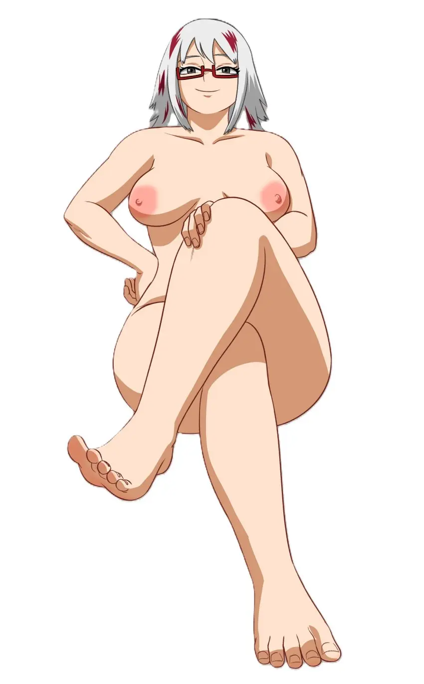 Image 1girls,female,long_hair,looking_at_viewer,nipples,no_bra,solo,white_hair,nude,glasses,2d,naked,my_hero_academia,boku_no_hero_academia,no_panties,fuyumi_todoroki,mfuncen,todoroki_fuyumi