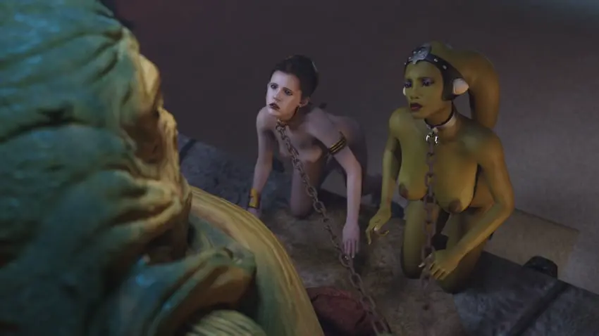Image breasts,brown_eyes,female,large_breasts,long_hair,2girls,nude,headwear,nude_female,medium_breasts,naked,green_skin,brown_hair,3d,submissive_female,femsub,belly_dancer,chain_leash,chained,jabba's_palace,slave_collar,star_wars,braided_hair,harem,twi'lek,slave,hutt,jabba_the_hutt,slavegirl,harem_girl,princess_leia_organa,oola,alexbridger,enslaved_royal,slave_leia,dancer