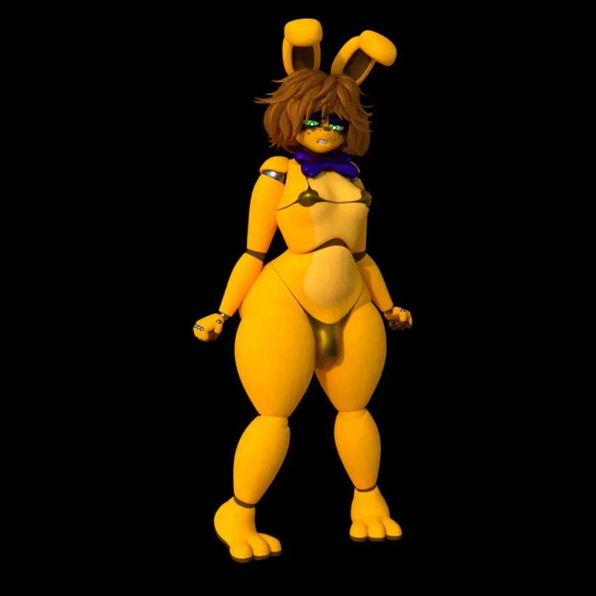 Image solo,male,bikini,embarrassed,femboy,male_only,3d,3d_(artwork),bikini_top,3d_model,male_focus,bikini_bottom,five_nights_at_freddy's,golden_bikini,fuckboy,mishuyuu,spring_bonnie,spring_bonnie_(fnaf),spring_bonnie_(mishuyuu)