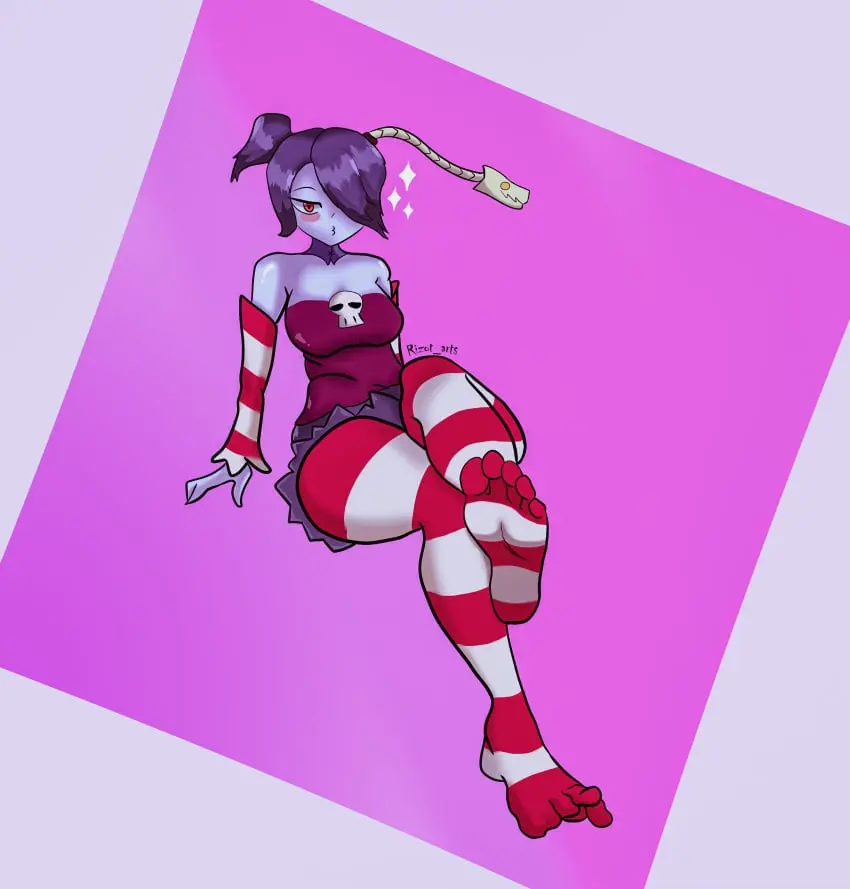 Image 1girls,clothed,clothing,female,feet,stockings,:3,skullgirls,zombie_girl,squigly,leviathan_(skullgirls),rizot