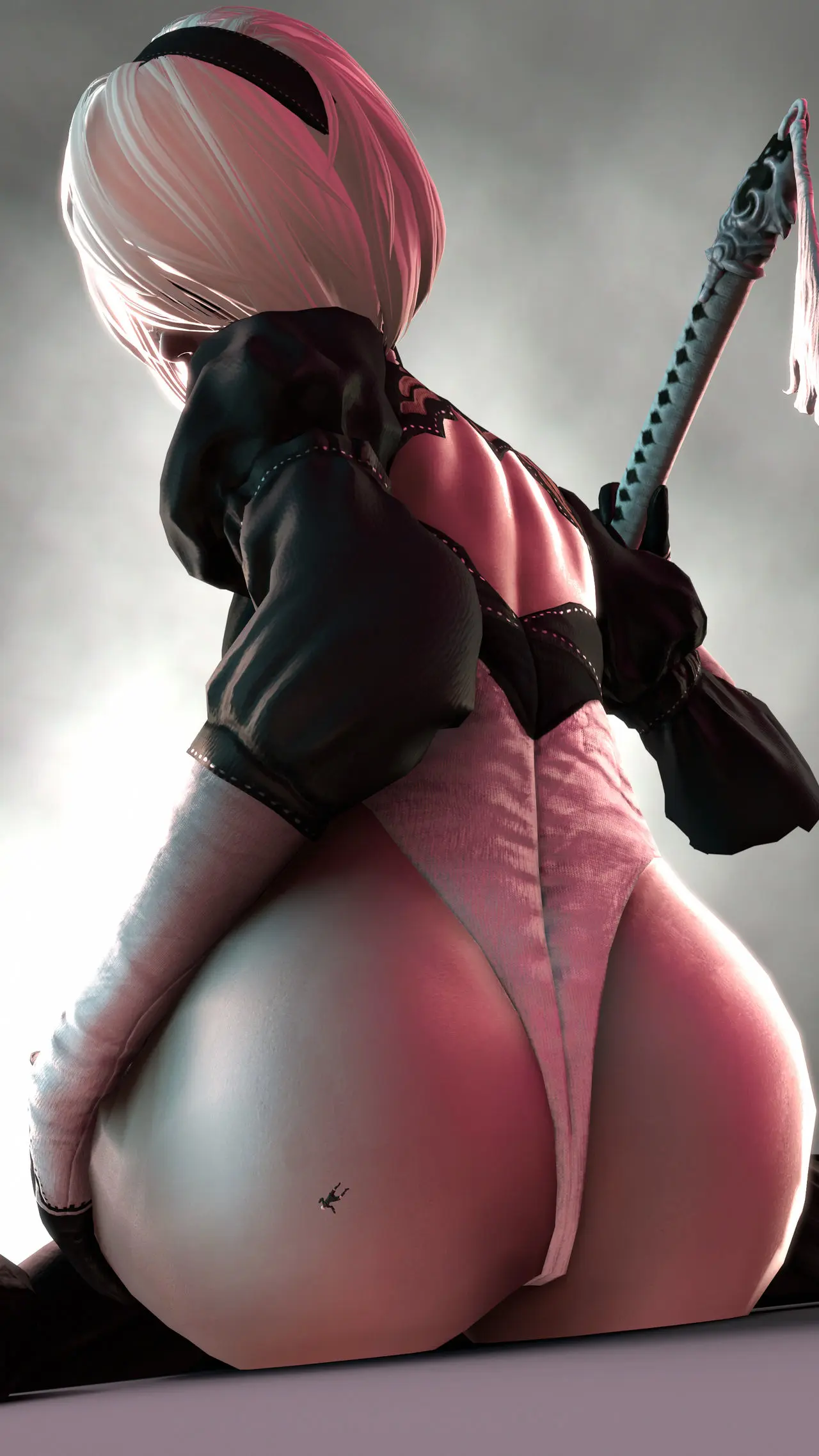 Image 1girls,clothed,female,light-skinned_female,light_skin,white_hair,1boy,male,ass,big_ass,big_butt,female_focus,clothed_female,from_behind,from_behind_position,light-skinned_male,3d,3d_(artwork),ass_focus,leotard,giantess,clothed_male,gigantic_ass,butt_focus,nier:_automata,yorha_2b,nier,yorha_9s,80lines