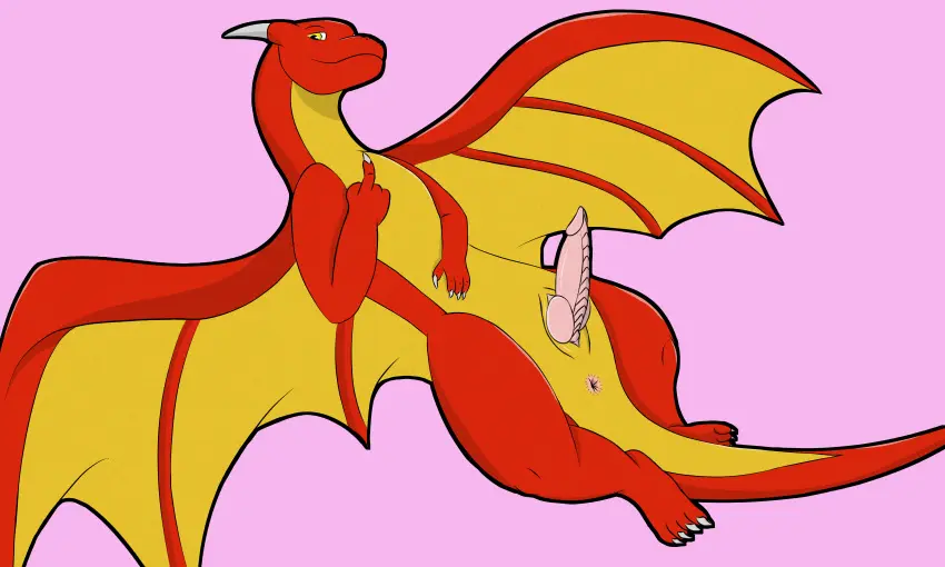 Image hi_res,looking_at_viewer,simple_background,smile,solo,male,penis,tail,lying,on_back,solo_focus,wings,anus,spread_legs,spreading,mythology,absurd_res,genitals,scalie,animal_genitalia,knot,mythological_creature,dragon,mythological_scalie,gesture,feral,feral_only,genital_slit,beckoning,onesaucydragon
