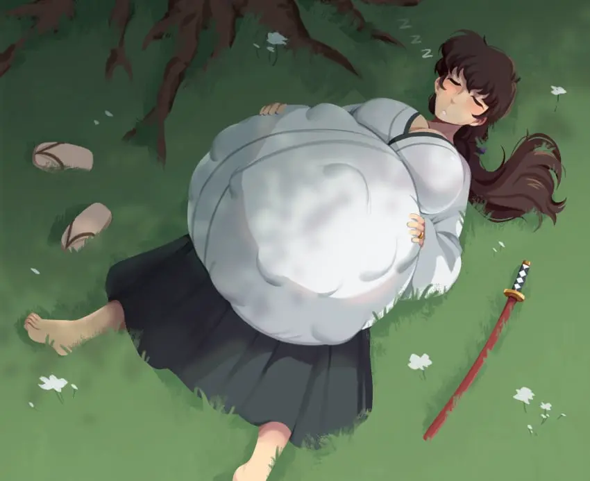 Image 1girls,breasts,female,solo,black_hair,barefoot,pregnant,ready_to_pop,solo_female,tagme,closed_eyes,asian,asian_female,sleeping,sword,hyper_pregnancy,japanese_female,belly_bigger_than_head,kaijinx,ronin