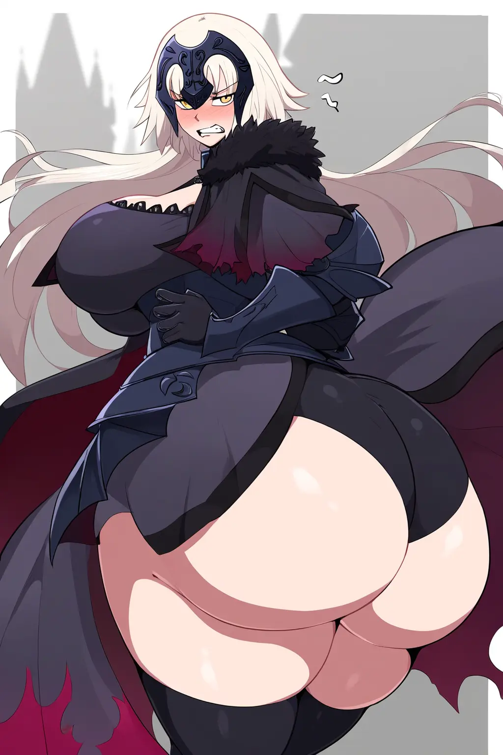 Image 1girls,big_breasts,blush,breasts,female,female_only,light-skinned_female,light_skin,solo,ass,big_ass,huge_ass,huge_butt,thick_thighs,wide_hips,ai_generated,huge_breasts,ass_focus,angry,fate_(series),ass_expansion,fate/grand_order,ass_exposed,jeanne_alter,goldencum34,jalter