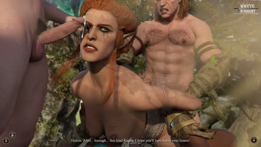 Image 1girls,breasts,female,male,penis,threesome,red_hair,doggy_style,2boys,ginger,medium_breasts,elf,medium_hair,3d,restrained,elf_ears,elf_female,rape,video_games,spitroast,ginger_hair,video_game,video_game_character,video_game_franchise,baldur's_gate_3,dungeons_and_dragons,tav_(baldur's_gate),baldur's_gate,rope,restrained_arms,rope_bondage,halsin,whyte_knight,kagha