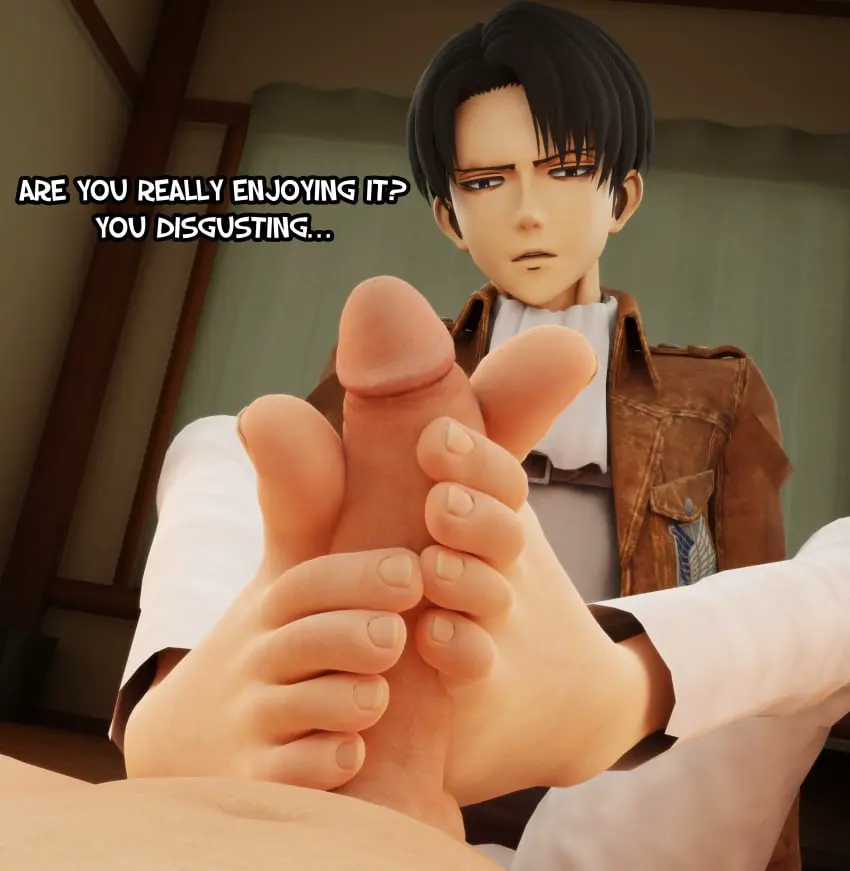 Image male,text,foot_fetish,gay,3d,soles,male_foot_fetish,teasing,footjob,english,male_feet,dirty_talk,attack_on_titan,levi_ackerman,mrgtsfloop,shingeki_no_kyojin