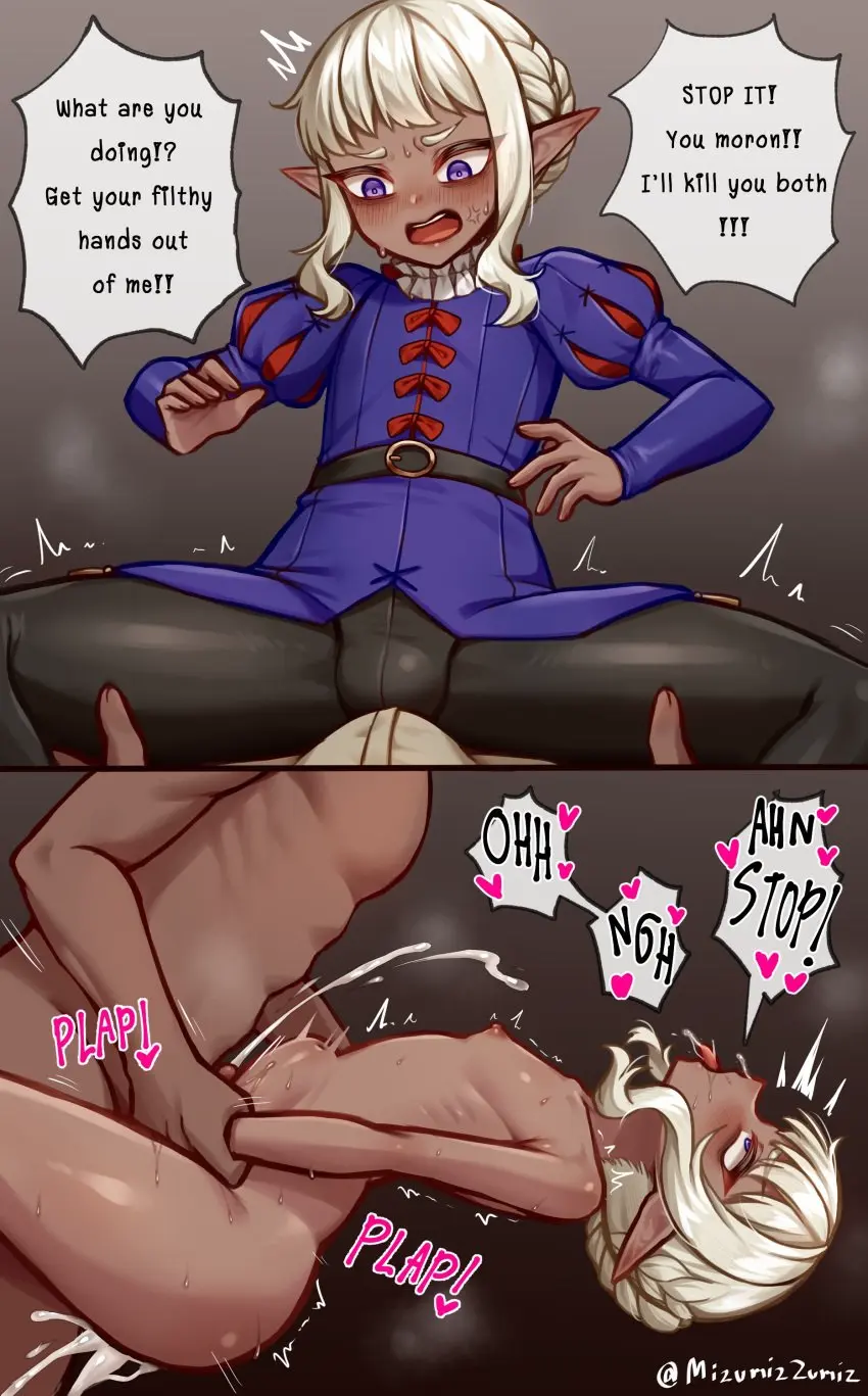 Image blush,clothing,cum,male,nude,penis,dark-skinned_male,dark_skin,2boys,anal,anal_sex,cum_in_ass,femboy,male/male,male_only,nude_male,cum_inside,blonde_hair,ahe_gao,elf,purple_eyes,gay,small_penis,penetration,bulge,dialogue,heart,stomach_bulge,elf_ears,young,english_text,girly,rape,cumshot,hands-free,speech_bubble,carrying,moaning,carrying_position,dungeon_meshi,mind_break,very_high_resolution,moaning_in_pleasure,elf_male,dark-skinned_femboy,delicious_in_dungeon,thistle_(dungeon_meshi),mizumizzumiz,small_penis_femboy,elf_femboy