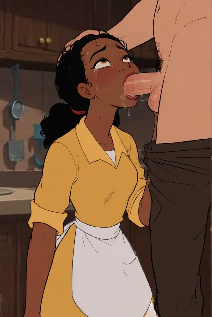 Image 1girls,female,human,light_skin,1boy,male,oral,penis,big_penis,disney,dark_skin,interracial,ai_generated,balls,huge_cock,male/female,partial_male,light-skinned_male,crying,dark-skinned_female,blowjob,big_balls,disney_princess,huge_balls,gag,gagged,human_male,deep_blowjob,implied_deepthroat,the_princess_and_the_frog,tiana,princess_tiana,black_girl