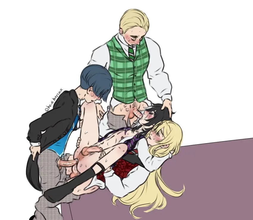 Image black_hair,blue_hair,male,penis,ass,fellatio,anal,anal_sex,femboy,male_only,yaoi,anus,blonde_hair,school_uniform,double_anal,oral_sex,foursome,gangbang,double_penetration,4boys,black_lipstick,black_butler,edgar_redmond,gregory_violet,heidibiersack,herman_greenhill,kuroshitsuji,lawrence_bluewer