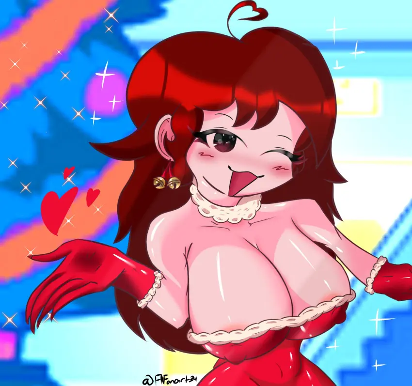 Image 1girls,big_breasts,breasts,female,nipple_bulge,friday_night_funkin,girlfriend_(friday_night_funkin),christmas_outfit,christmas_tree,fnfanart34
