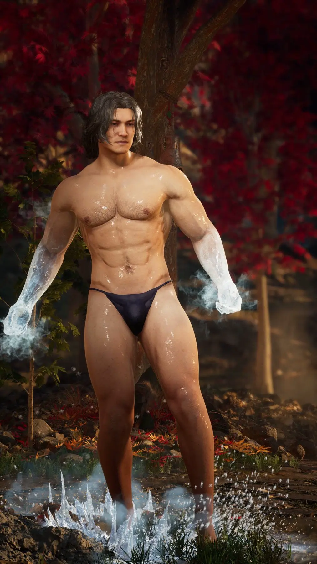 Image solo,1boy,male,male_only,solo_focus,3d,3d_(artwork),3d_model,male_focus,solo_male,muscles,masculine,skimpy_underwear,mortal_kombat,mortal_kombat_1_(2023),netherrealm_studios,bi-han,sub-zero,lean_muscle,haviksluz,cryomancer,lean_muscles,ice_power