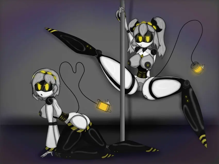 Image big_breasts,breasts,female,female_only,nipples,2girls,multiple_girls,nude,duo,humanoid,areolae,spread_legs,artist_request,all_fours,robot,robot_girl,stripper_pole,pole,murder_drones,source_request,pole_dancing,glitch_productions,v_(murder_drones),j_(murder_drones)