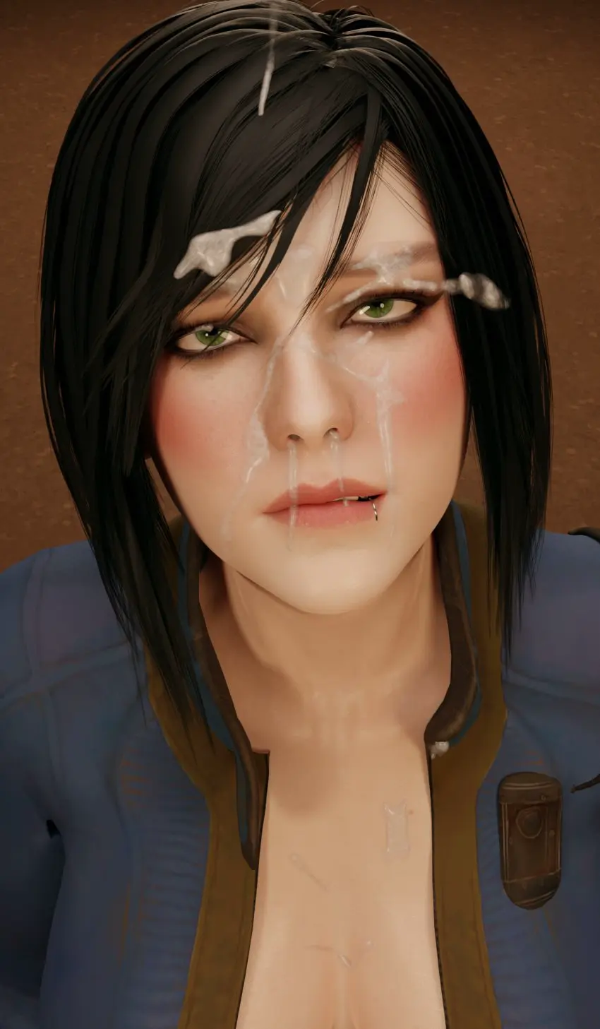 Image 1girls,blush,female,female_only,solo,black_hair,cum_on_face,female_focus,seductive,biting_lip,green_eyes,ahe_gao,pale_skin,after_sex,3d,blender,bodysuit,cumshot,fucked_silly,bob_cut,bethesda_softworks,fallout,cum_in_hair,heavy_makeup,blender_cycles,cumshot_on_face,vault_girl,vault_suit,after_blowjob,lip_piercing,sole_survivor,sole_survivor_(female),fallout_4,vault_dweller,your__waifu,vault_meat