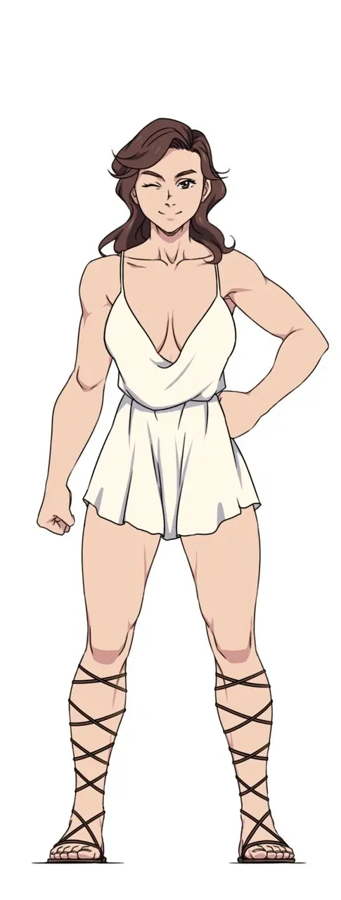Image 1girls,female,female_only,solo,brown_hair,sandals,casual,gundam,ichan,kay