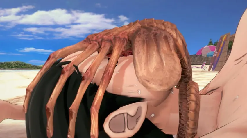 Image 1girls,breasts,female,1boy,male,oral,straight,fellatio,one_piece,beach,3d,irrumatio,throat_fuck,outside,oral_insertion,crossover,alien,face_fucking,nico_robin,eastern_and_western_character,parasite,1monster,implied_fellatio,implied_deepthroat,alien_(franchise),facehugging,facehugger,theneverhoodlum