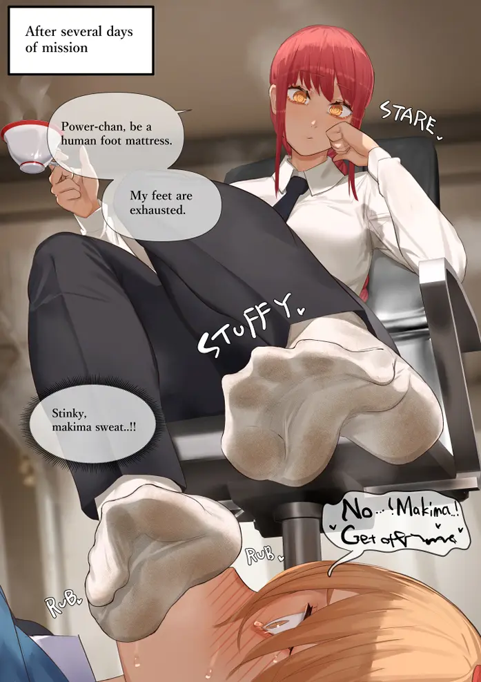 Image female,2girls,multiple_girls,orange_eyes,feet,pink_hair,blonde_hair,foot_fetish,socks,yuri,white_shirt,domination,femdom,chainsaw_man,power_(chainsaw_man),feet_visible_through_clothing,makima_(chainsaw_man),foot_worship,greek_toe,soles_of_feet_in_socks,toes_visible_through_clothing,tea,feet_on_face,trousers,flexible_toes,dirty_socks,feet_worship,kikimifukuri