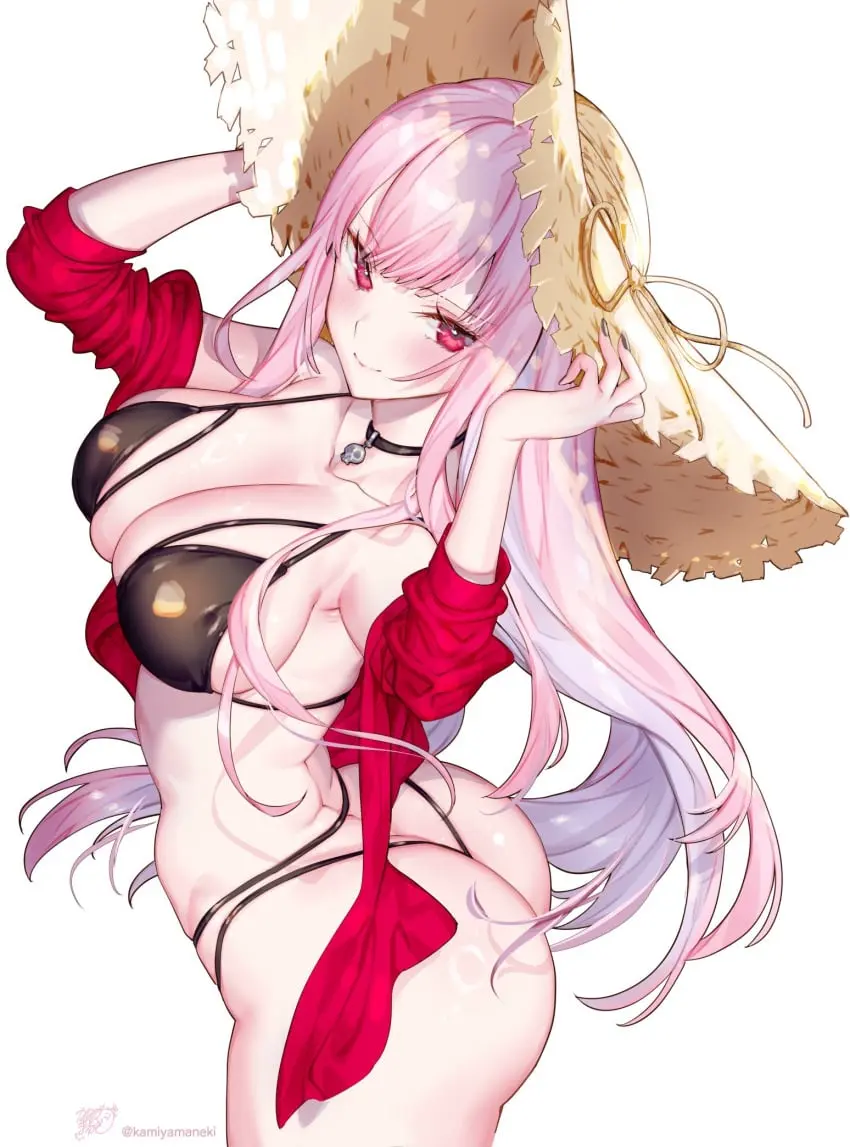 Image 1girls,big_breasts,blush,breasts,female,female_only,highres,light-skinned_female,light_skin,long_hair,looking_at_viewer,simple_background,solo,standing,white_background,bikini,bra,ass,female_focus,hat,smiling,smiling_at_viewer,virtual_youtuber,cleavage,side_view,solo_female,solo_focus,pink_hair,vtuber,2d,pink_eyes,swimsuit,hololive,hourglass_figure,alternate_costume,2d_(artwork),young,high_resolution,thong,younger_female,hololive_english,hololive_myth,summer,thong_bikini,two_piece_swimsuit,vtuberfanart,mori_calliope,summer_hat,kamiya_maneki