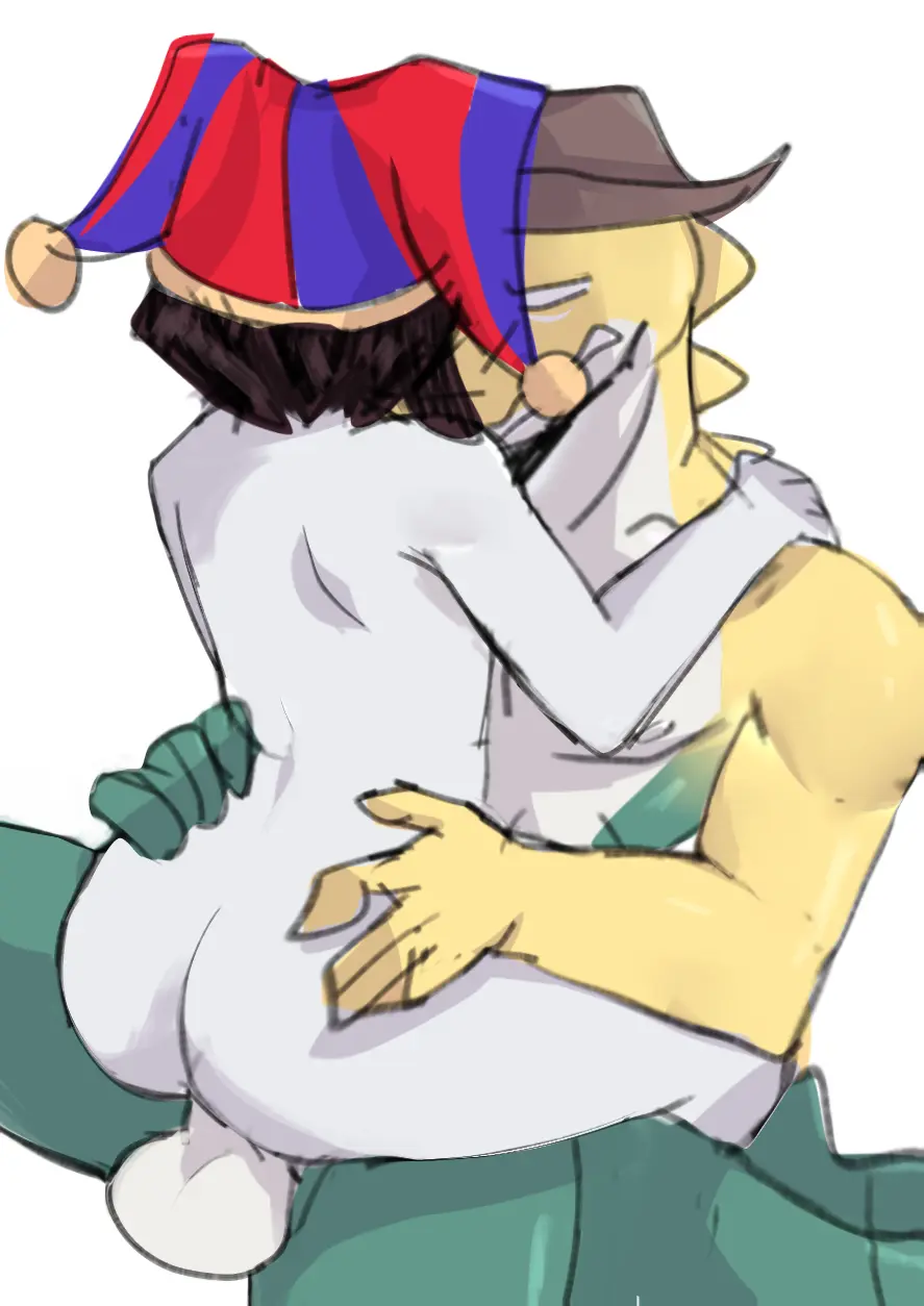 Image female,male,straight,furry,sex,masculine_male,crocodile,clown,pomni_(the_amazing_digital_circus),the_amazing_digital_circus,gummigoo_(the_amazing_digital_circus),gummi
