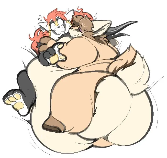 Image simple_background,smile,solo,male,nude,tail,ass,big_ass,big_butt,thick_thighs,wide_hips,belly,big_belly,anthro,shocked,fur,mammal,ailurid,red_panda,horn,butt,bovid,fluffy,fluffy_tail,antelope,gazelle,hooves,overweight,fat_fetish,pawpads,overweight_anthro,bloated,boot_(artist)