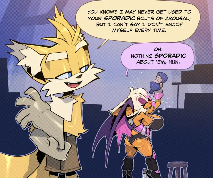 Image big_breasts,breasts,female,blue_eyes,male,furry,duo,tan_skin,hair,male/female,anthro,furry_female,tan_body,breasts_bigger_than_head,blonde_hair,comic,canid,canine,fur,mammal,yellow_fur,sega,sonic_(series),sonic_the_hedgehog_(series),furry_only,fox,furry_male,older_female,younger_male,age_difference,bat,rouge_the_bat,miles_prower,bigdad