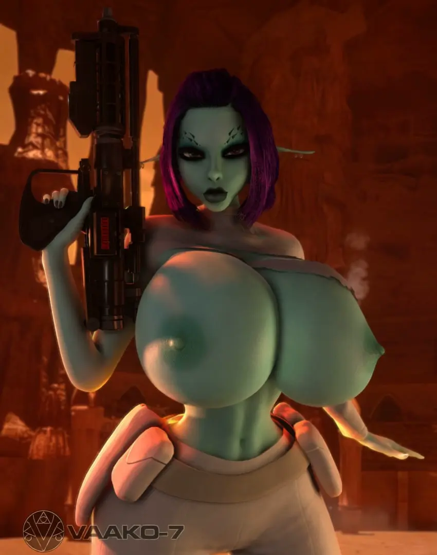 Image 1girls,breasts,breasts_out,exposed_breasts,female,female_only,looking_at_viewer,nipples,solo,thick_thighs,thighs,wide_hips,areolae,watermark,cleavage,solo_female,huge_breasts,breasts_bigger_than_head,breasts_bigger_than_torso,enormous_breasts,gigantic_breasts,pointy_ears,slim,busty,purple_hair,3d,hourglass_figure,slim_waist,holding_object,upper_body,3d_(artwork),heterochromia,thin_waist,small_waist,long_pointy_ears,torn_clothes,holding_weapon,long_ears,weapon,top_heavy,star_wars,wardrobe_malfunction,torn_clothing,blue_skin,ranged_weapon,child_bearing_hips,ripped_clothing,gun,holding_gun,dark_purple_hair,vaako,wasp_waist,rifle,assault_rifle,firearm,ripped_clothes,lucasfilm,soria,holding_rifle,padme_amidala_(cosplay),padme_on_geonosis,weapom