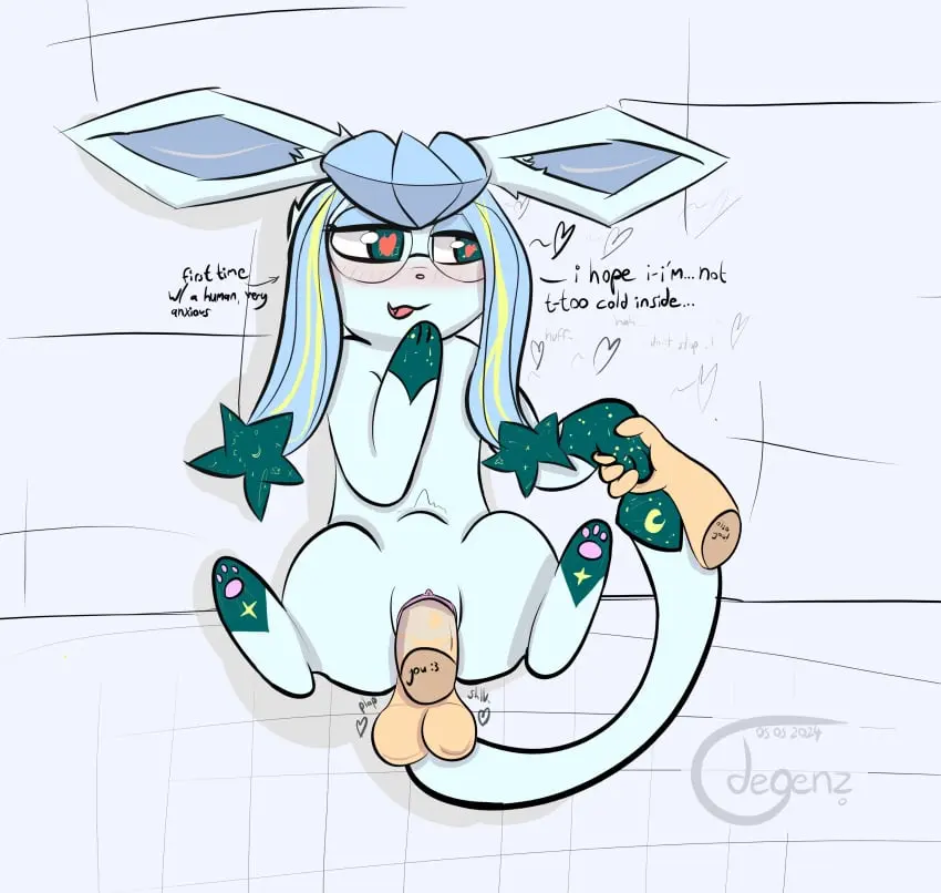 Image blush,female,hi_res,human,simple_background,blue_eyes,eeveelution,glaceon,hand_holding,male,penis,pokemon,pokemon_(species),pussy,tail,duo,erection,shy,digital_media_(artwork),shaded,balls,eyewear,glasses,male/female,text,absurd_res,nintendo,penetration,moon,fur,genitals,mammal,dialogue,paws,english_text,interspecies,blue_body,disembodied_penis,star,blue_fur,feral,heart_symbol,simple_shading,quadruped,human_on_feral,zoophilia,heart_eyes,round_glasses,pokephilia,disembodied_hand,cute_fangs,crescent_moon,cdegenz