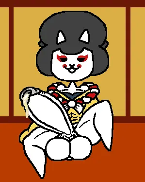 Image looking_at_viewer,open_mouth,solo,1boy,alternate_color,black_hair,cum,male,penis,background,furry,cat_ears,anthro,thick,alternate_version_available,smug,bodily_fluids,makeup,leaking_cum,feline,large_penis,hyper_penis,2024,furry_only,anthro_only,kimono,white_fur,hyper,furry_male,smug_face,penis_out,catboy,nyanko_daisensou,the_battle_cats,geisha_hair,goemon_cat,kimono_only,palafinthe24th