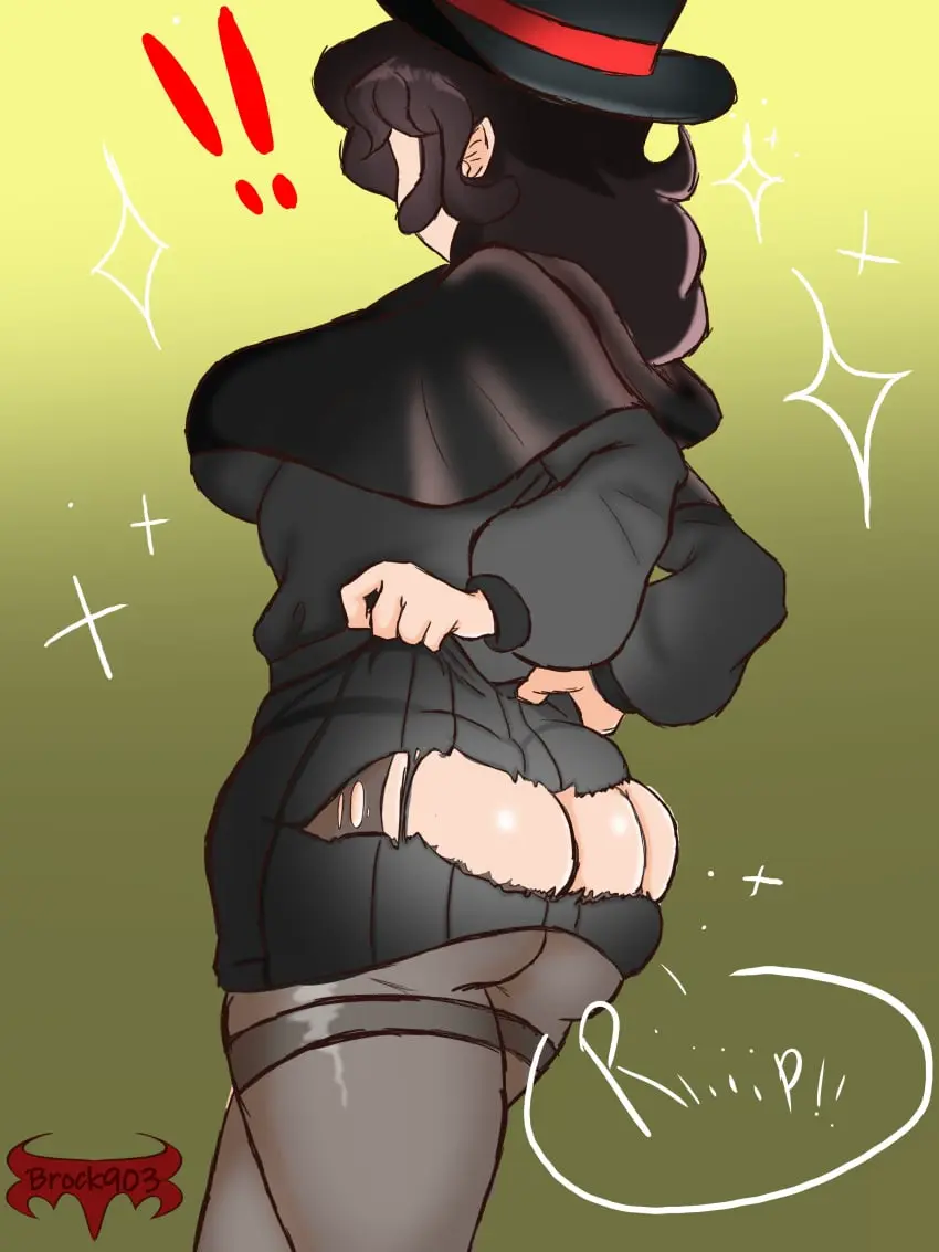 Image breasts,clothed,clothing,female,ass,big_ass,big_butt,original_character,dark_hair,ass_focus,surprised,oc,sketch,back_view,hood,backboob,pantyhose,wardrobe_malfunction,ass_cleavage,!!,ripped_clothing,ripped_skirt,skirt_pull,butt_crack,exclamation_point,tearing_open_bottoms,torn_open_bottoms,solid_color_background,ripped_pantyhose,magician,magician_hat,brock903,bad_luck,turned_around