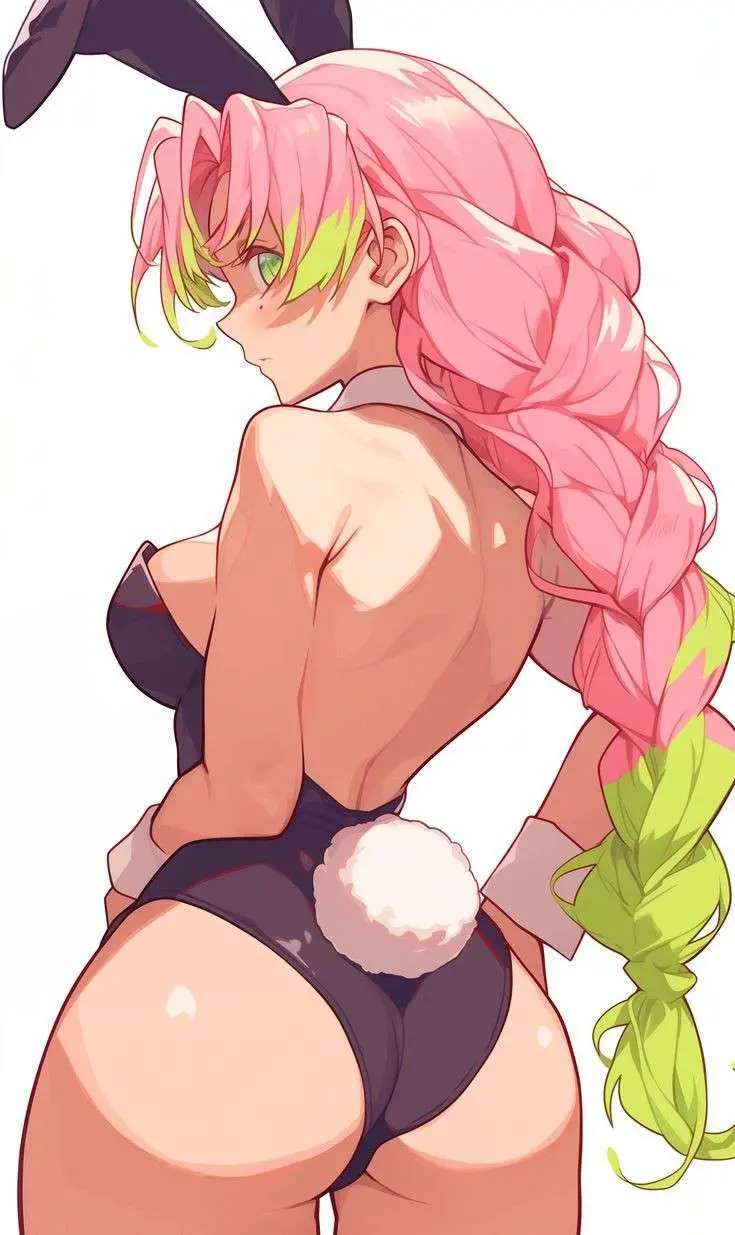 Image big_breasts,breasts,female,ass,big_ass,ai_generated,from_behind,bunnysuit,demon_slayer,kanroji_mitsuri,kimetsu_no_yaiba