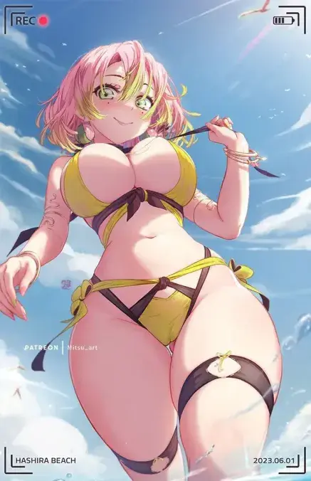 Image 1girls,2023,big_breasts,breasts,female,human,large_breasts,light-skinned_female,light_skin,long_hair,looking_at_viewer,thick_thighs,thighs,two_tone_hair,wide_hips,patreon_username,water,sky,pink_hair,2d,tagme,green_eyes,swimsuit,looking_down,cameltoe,hourglass_figure,slim_waist,2d_(artwork),looking_down_at_viewer,demon_slayer,kanroji_mitsuri,kimetsu_no_yaiba,mitsu_art