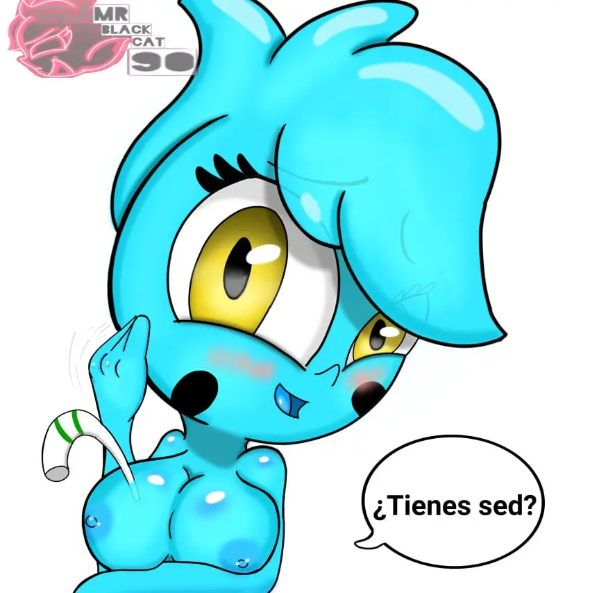 Image 1girls,breasts,female,female_only,shirt,yellow_eyes,looking_pleasured,blue_body,elemental_creature,water_girl,elemental,water_elemental,water_creature,blue_tits,genasi,gir_only,mrblackcat901,wade_ripple,water_genasi