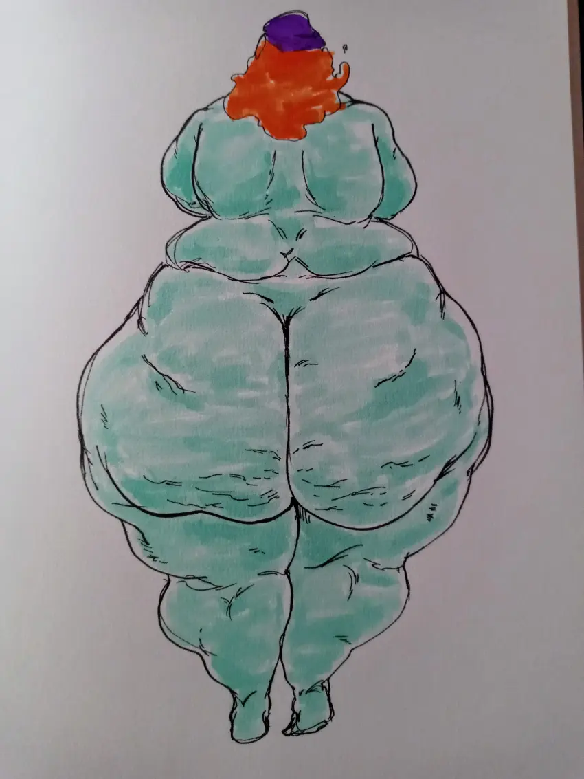 Image 1girls,female,ass,big_ass,big_butt,bubble_butt,thick_thighs,orange_hair,original_character,completely_nude_female,chubby_female,back_view,drawn,drawing,overlordzeon