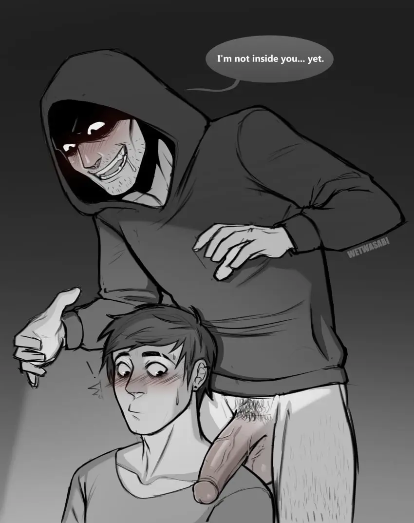Image blush,male,penis,pussy,intersex,male_only,yaoi,drooling,monster,demon,original_character,gay,black_and_white,monochrome,bottomless,large_penis,cuntboy,imminent_penetration,hoodie,gay_male,imminent_sex,intruder,penis_out,imminent_vaginal,hoodie_only,cuntboy/male,part_2,nightmare_husbando,mandela_catalogue,the_mandela_catalogue,wetwasabi,analog_horror,intruder_(mandela_catalogue)