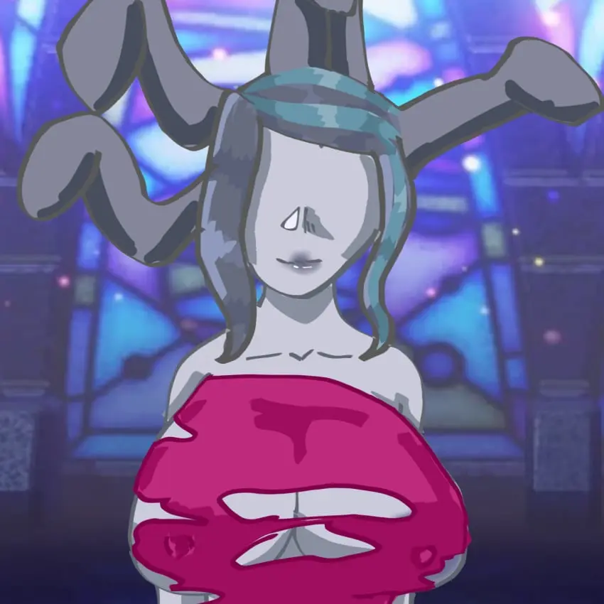 Image breasts,female,large_breasts,skyscraper,ripped_clothing,miitopia,dark_medusa,dark_medusa_(miitopia),miitopia_monsters