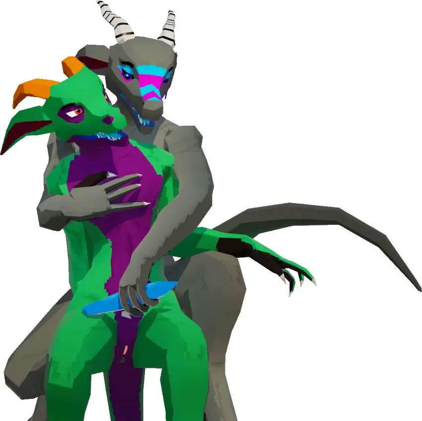 Image female,hi_res,open_mouth,nude,pussy,tail,tongue,duo,teeth,anthro,ambiguous_gender,3d,sharp_teeth,genitals,sex_toy,claws,horn,looking_at_another,dildo,eye_contact,reptile,scalie,long_ears,kobold,transparent_background,alpha_channel,low_poly,kobold_dellarte,kret,sek