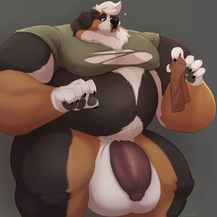 Image clothing,hi_res,solo,standing,white_hair,male,navel,penis,big_penis,thick_thighs,muscular,male_only,belly,big_belly,huge_belly,balls,hair,huge_cock,anthro,absurd_res,big_balls,flaccid,canid,canine,canis,domestic_dog,fur,genitals,holding_object,mammal,multicolored_body,multicolored_fur,claws,paws,huge_balls,hyper_balls,hyper_penis,biped,male_focus,big_muscles,happy_trail,1:1,overweight,hyper,hyper_genitalia,humanoid_hands,obese,torn_clothing,muscles,black_claws,moobs,overweight_male,body_hair,finger_claws,obese_anthro,overweight_anthro,holding_clothing,obese_male,molosser,huge_muscles,big_moobs,hyper_muscles,mountain_dog,bernese_mountain_dog,swiss_mountain_dog,mosin,sam_(thesammon)