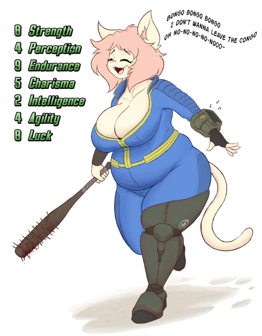 Image big_breasts,breasts,female,furry,thick_thighs,wide_hips,cleavage,huge_breasts,feline,fallout,no_artist_signature,capri,doxxyl